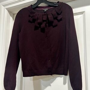 Ann Taylor Purple Women's Cardigan with Bow Detail